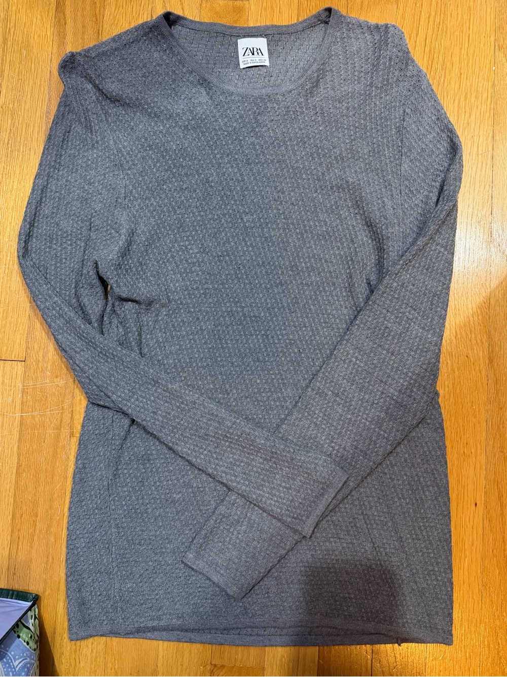 Zara Heather Gray Ribbed Knit Top